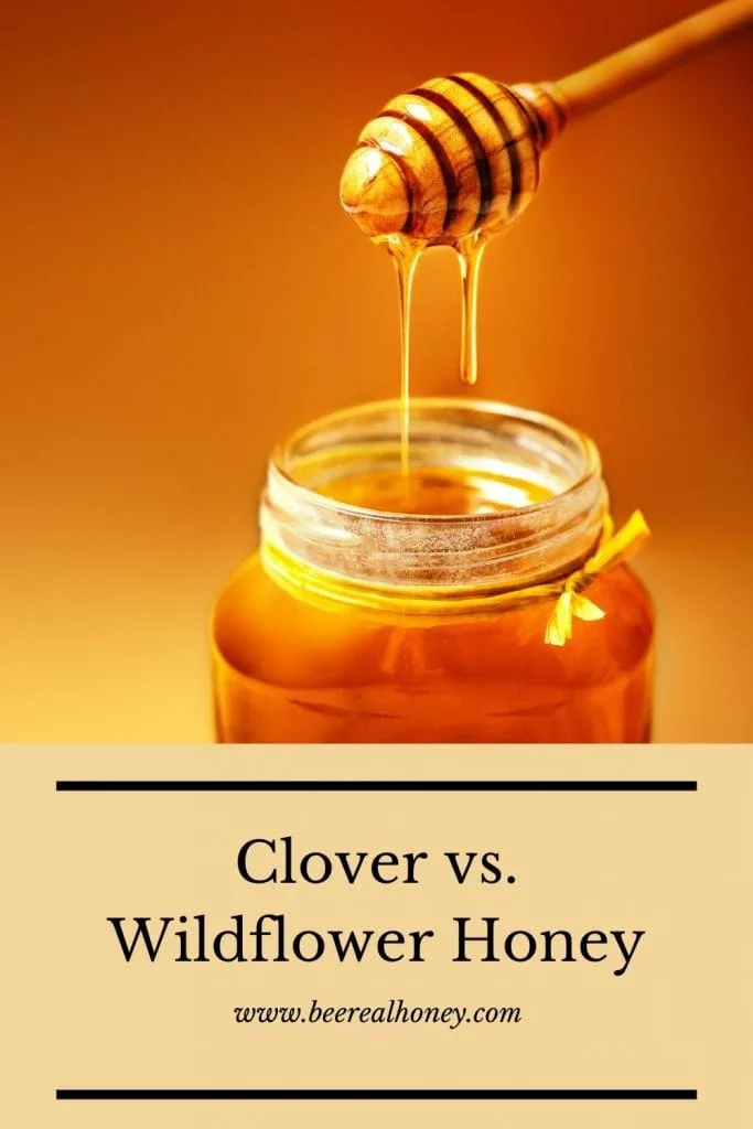 Pinterest pin, Wildflower vs Clover Honey